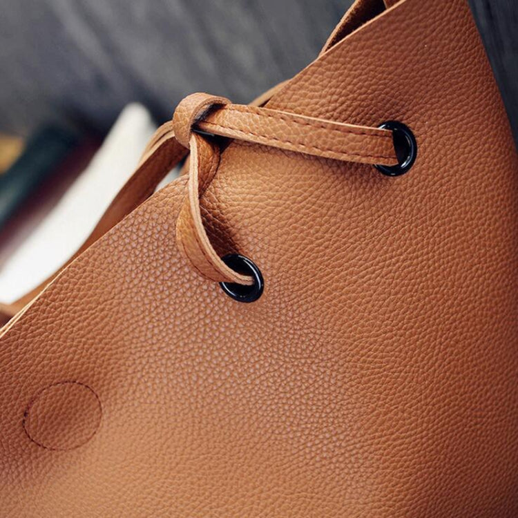 2 in 1 Soft Leather Women Bag Set Luxury Fashion Design Shoulder Bags Big Casual Bags Handbag(Wine red)