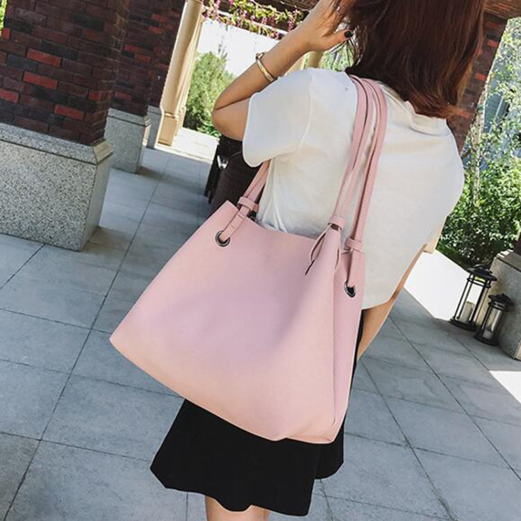 2 in 1 Soft Leather Women Bag Set Luxury Fashion Design Shoulder Bags Big Casual Bags Handbag(Wine red)