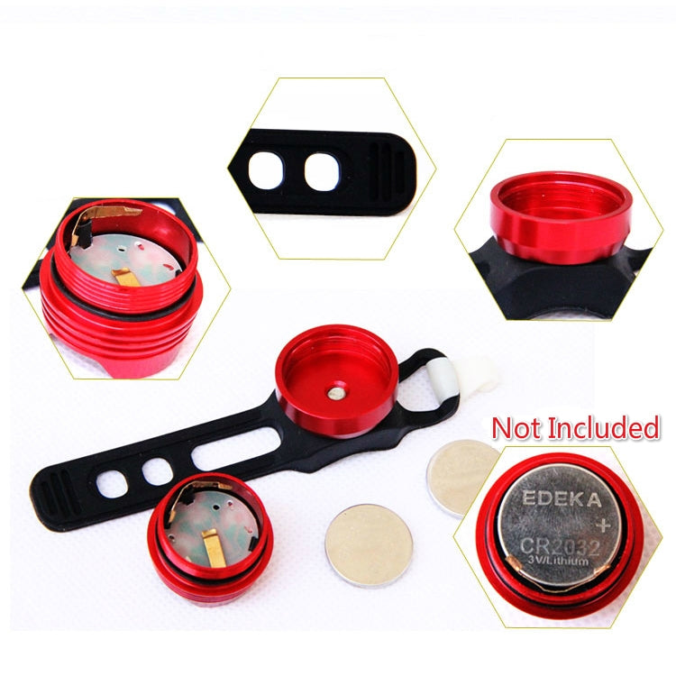 Aluminum Bicycle Cycling Front Rear Tail Helmet Red White LED Flash Lights Safety Warning Lamp Cycling Caution Light Waterproof(Red Light Red Case)
