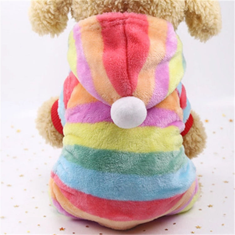 Dog Pajamas Fleece Jumpsuit Autumn Winter Dog Clothes Four legs Warm Pet Clothes, Size:S(Rainbow Color)
