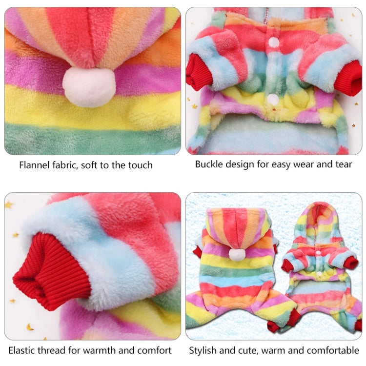 Dog Pajamas Fleece Jumpsuit Autumn Winter Dog Clothes Four legs Warm Pet Clothes, Size:S(Rainbow Color)