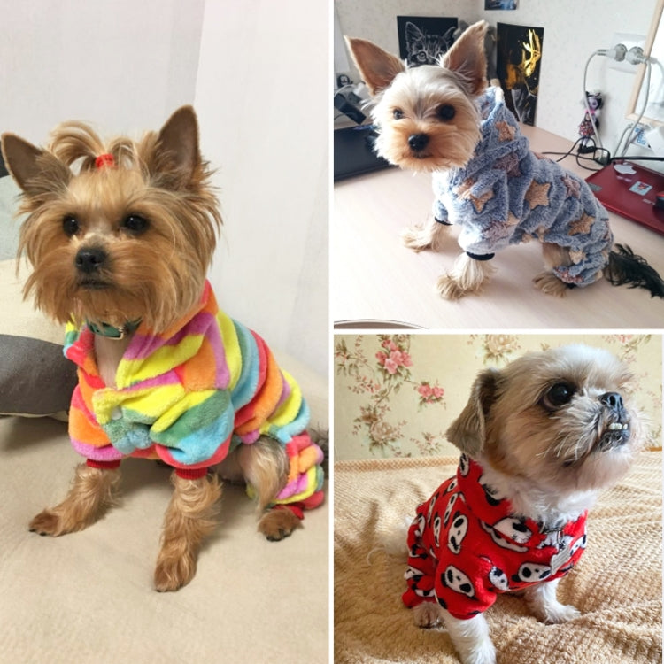 Dog Pajamas Fleece Jumpsuit Autumn Winter Dog Clothes Four legs Warm Pet Clothes, Size:S(Rainbow Color)
