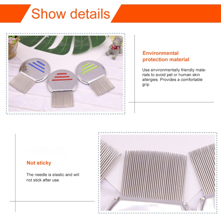 Pet Comb Dog Flea Cleaning Comb Stainless Steel Threaded Needle Comb Removal Beauty Products(Blue)
