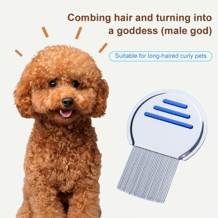 Pet Comb Dog Flea Cleaning Comb Stainless Steel Threaded Needle Comb Removal Beauty Products(Blue)