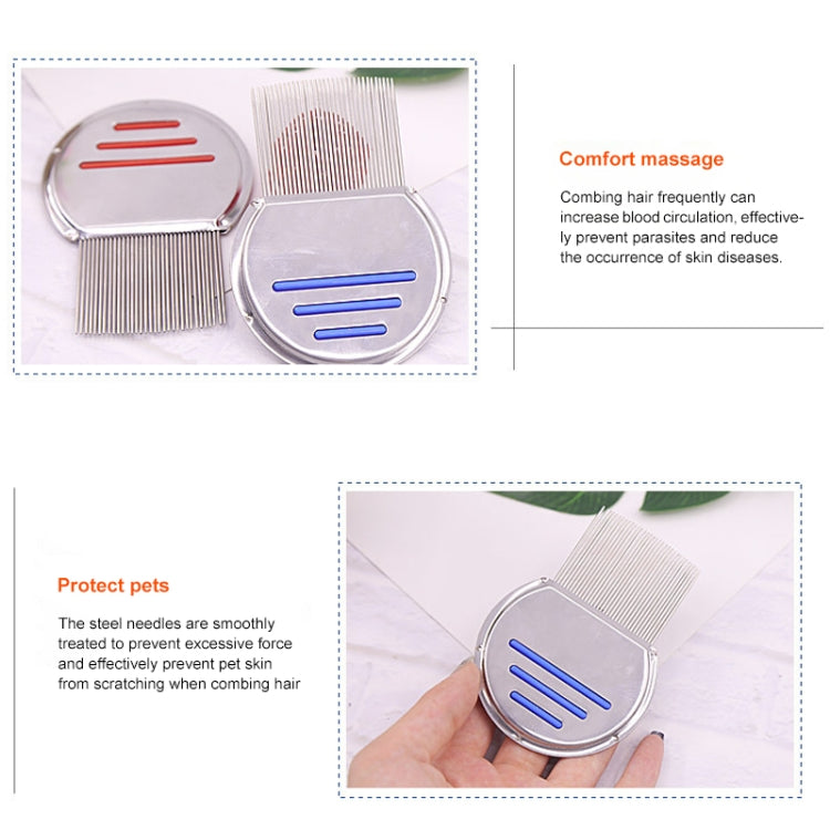 Pet Comb Dog Flea Cleaning Comb Stainless Steel Threaded Needle Comb Removal Beauty Products(Red)