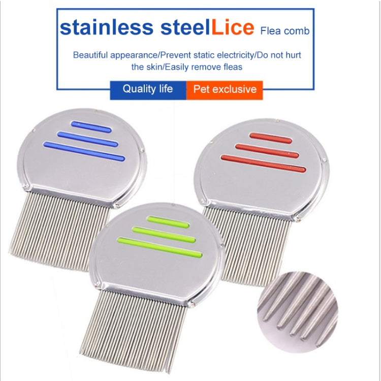 Pet Comb Dog Flea Cleaning Comb Stainless Steel Threaded Needle Comb Removal Beauty Products(Red)