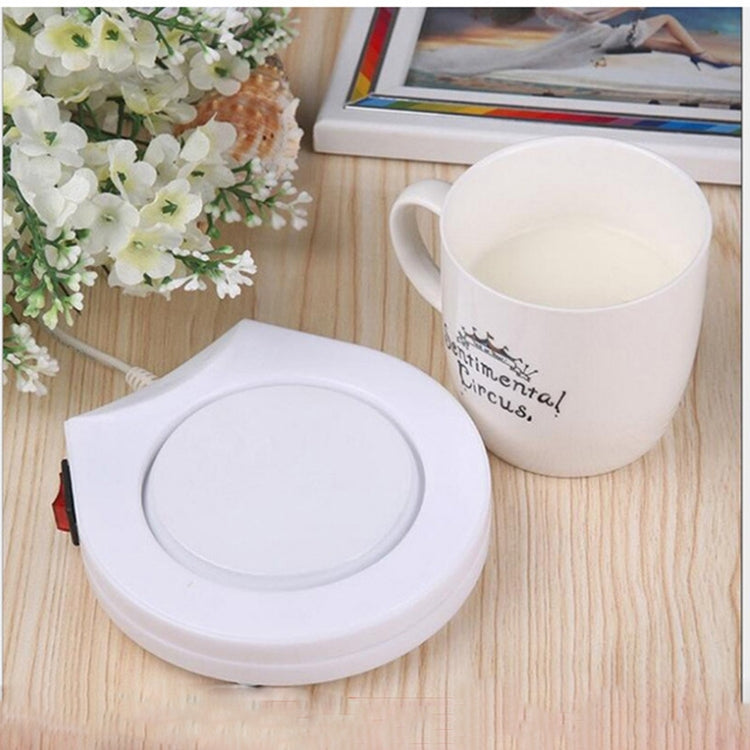 Beverage Heater Tray Pad Milk Tea Coffee Mug Hot Drinks Cup Heater, Shape:Round(White)