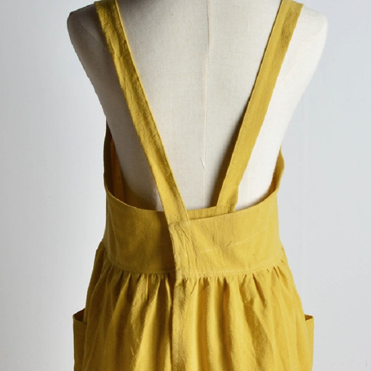 High Waist Cotton Linen Solid Color Apron(Mint Color)