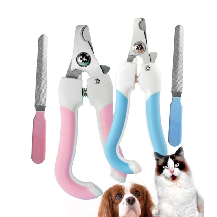 Two-piece Pet Toe Stainless Steel Cat and Dog Nail Clipper Filee, Size:S(Blue)