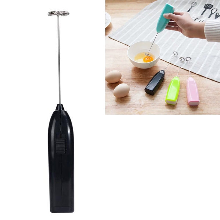 Electric Handheld Home Kitchen Egg Beater Mini Stainless Steel Egg Coffee Milk Tea Blender(Black)