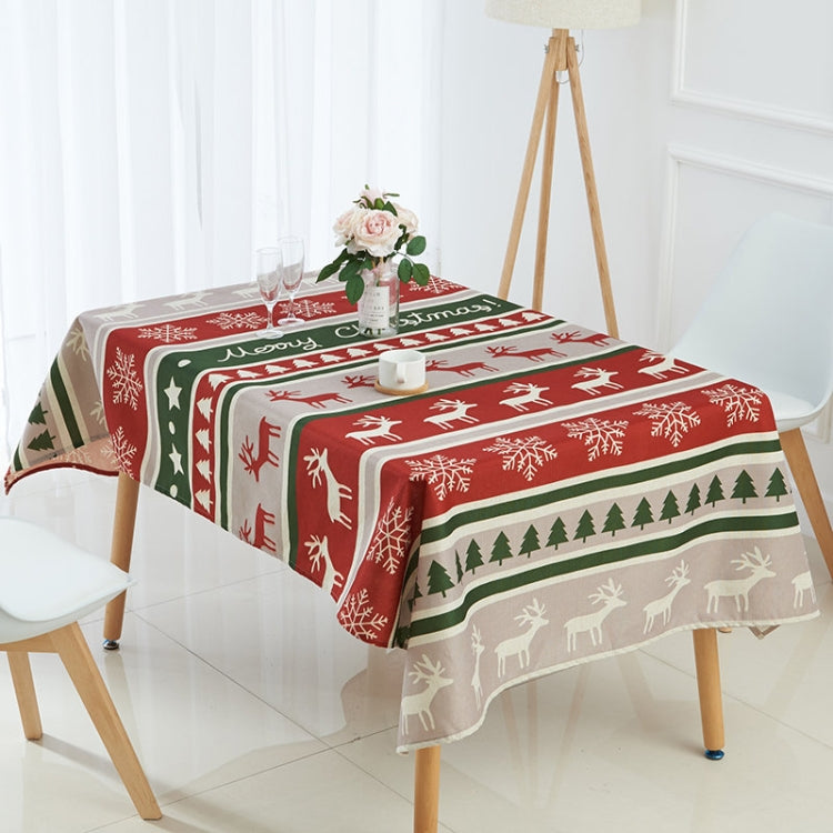 Household Encrypted Linen Waterproof Tablecloth, Size:100x140cm(Red Green Stripes)