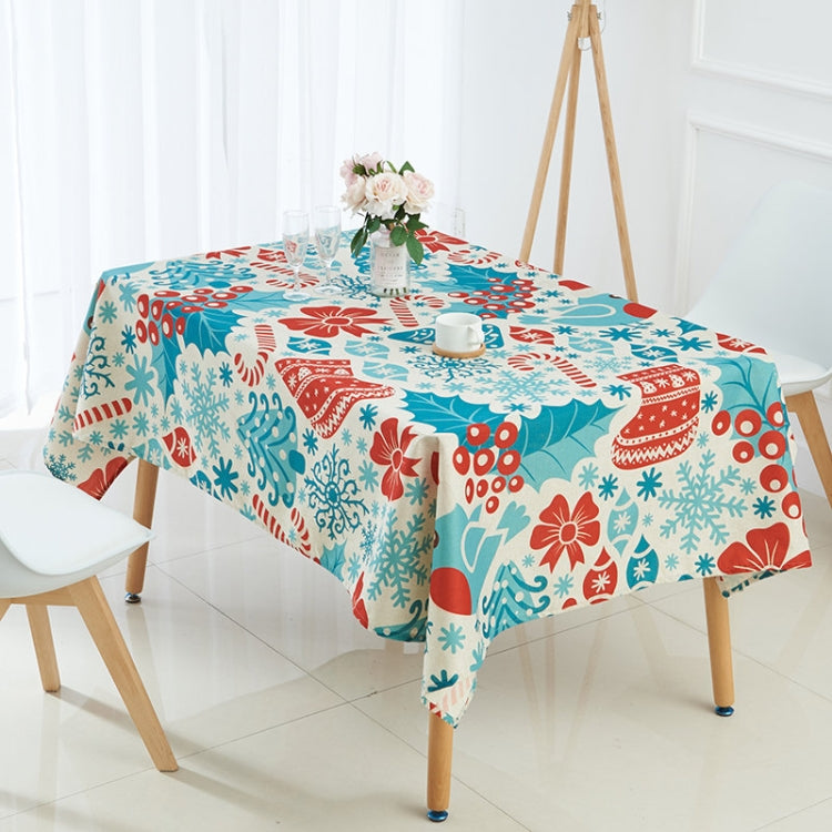 Household Encrypted Linen Waterproof Tablecloth, Size:140x200cm(Blue Flower)