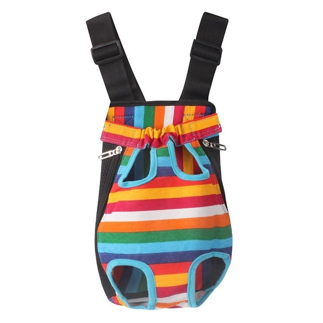 Traveling Portable Pet Chest Backpack Pet Carrier Bag, Size:S(Rainbow striped)