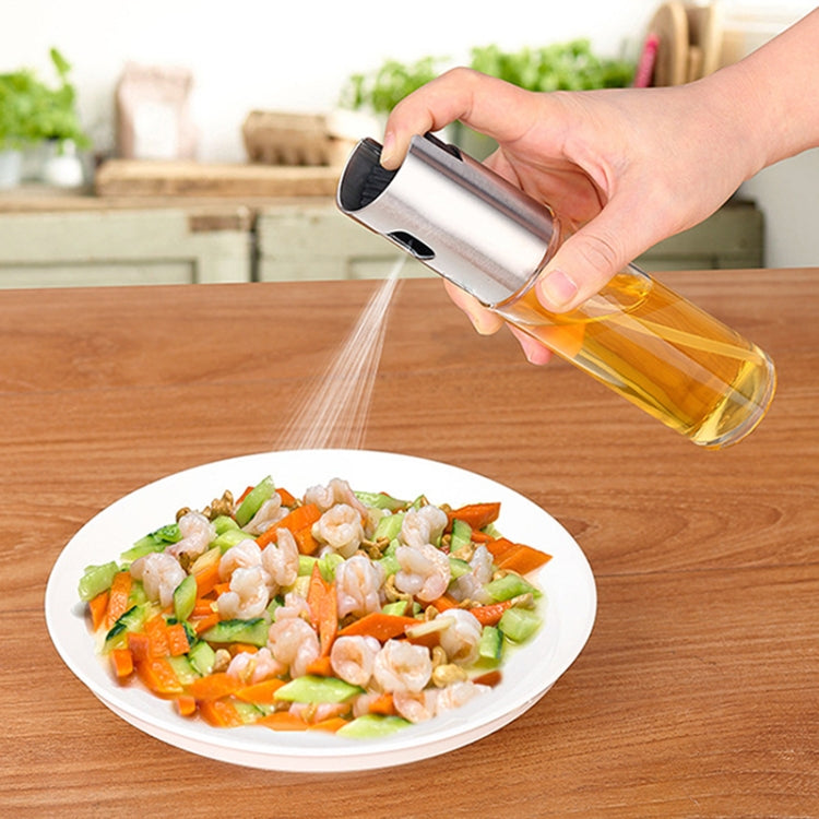 Plastic Glass Olive Pump Spray Bottle Oil Sauce Vinegar Bottle Oil Dispenser(Silver)