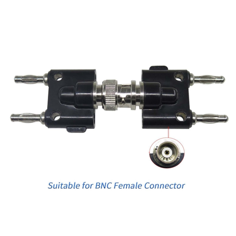 5pcs BNC Male to Dual 4mm Banana Female Plug Stackable Type Binding Male Connector(Black)