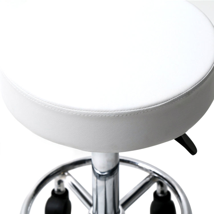 Adjustable Beauty Barber Shop Bar Lift Pulley Stool Movable Stool Chair(White)