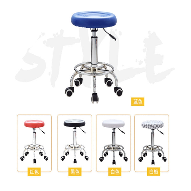 Adjustable Beauty Barber Shop Bar Lift Pulley Stool Movable Stool Chair(White)