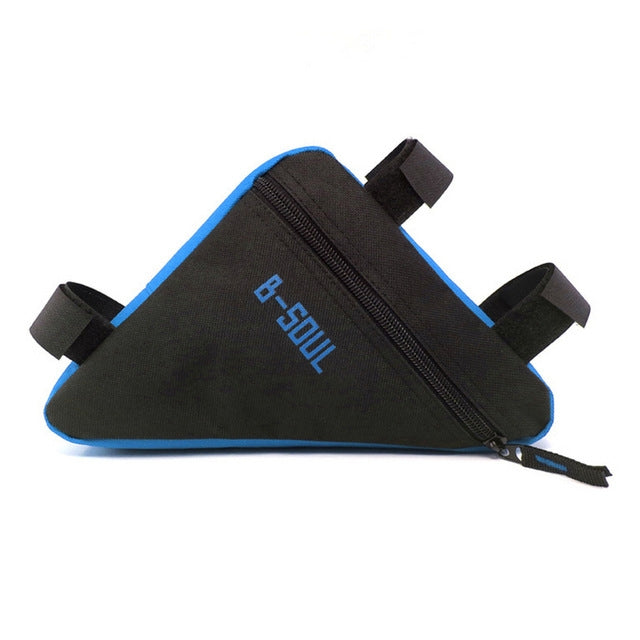 Triangle Bike Bag Front Tube Frame Cycling Bicycle Bags Waterproof MTB Road Pouch Holder Saddle(Blue Black)