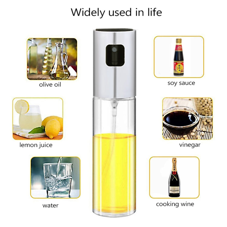 Kitchen Glass Olive Oil Spray Bottle Vinegar Oil Sprayer Seasoning Bottle(Silver)