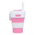 350ML Folding Portable Silicone Telescopic Drinking Coffee Cup Multi-function Silica Cup Travel(Pink)