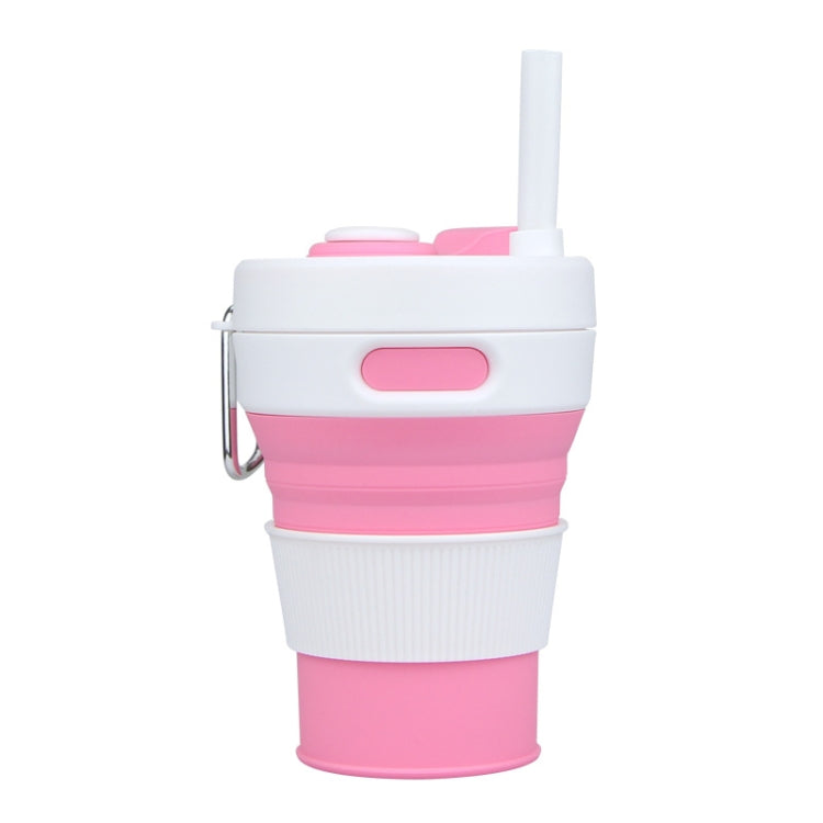 350ML Folding Portable Silicone Telescopic Drinking Coffee Cup Multi-function Silica Cup Travel(Pink)