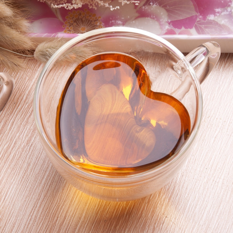 Heart Shaped Double Wall Glass Mug Resistant Transparent Tea Cups(240ml)