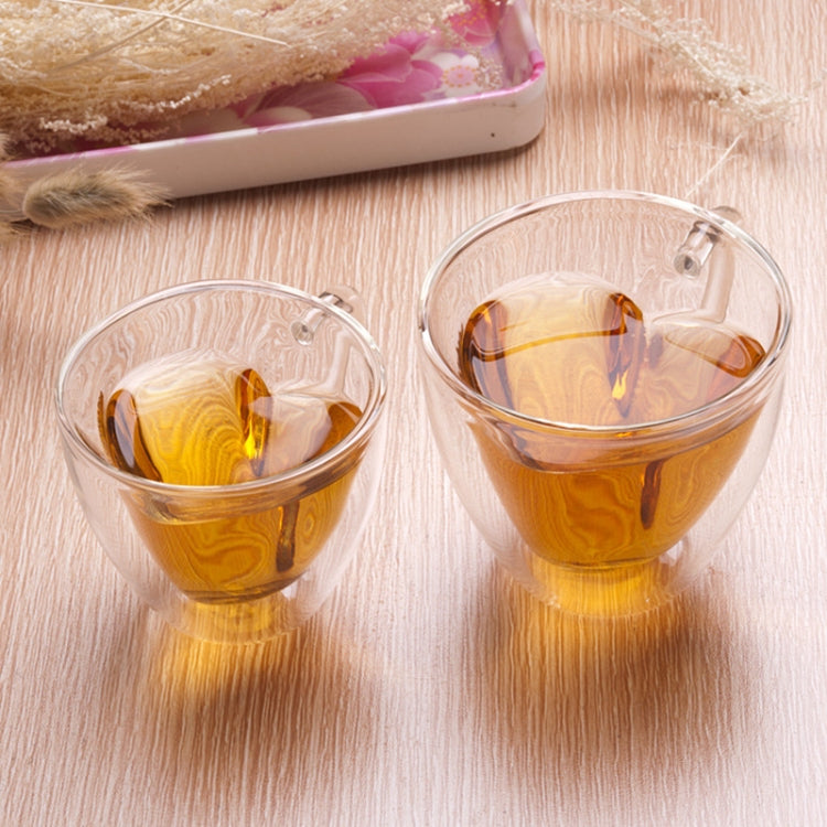 Heart Shaped Double Wall Glass Mug Resistant Transparent Tea Cups(240ml)
