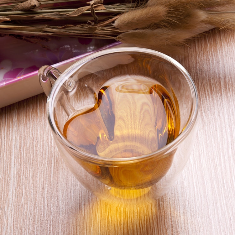 Heart Shaped Double Wall Glass Mug Resistant Transparent Tea Cups(180ml)