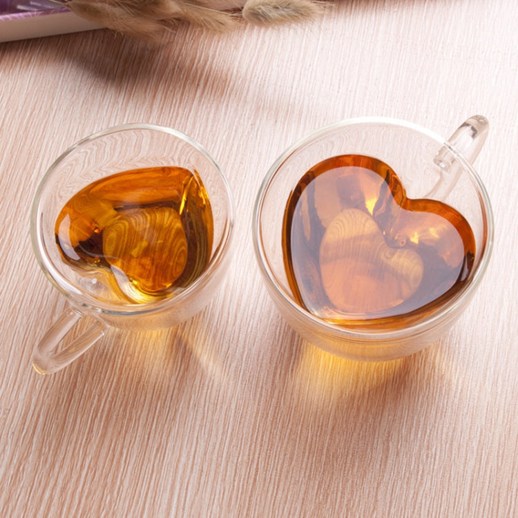Heart Shaped Double Wall Glass Mug Resistant Transparent Tea Cups(180ml)