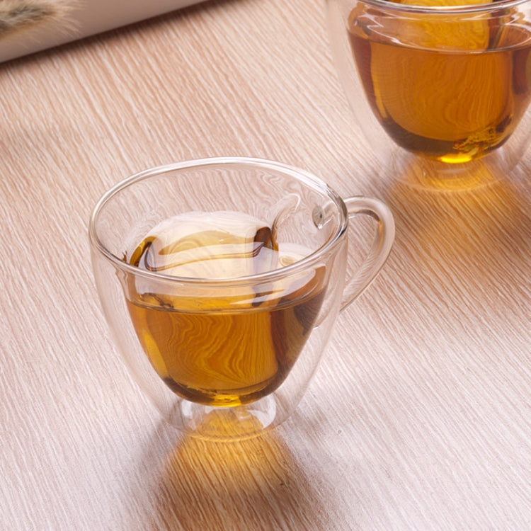 Heart Shaped Double Wall Glass Mug Resistant Transparent Tea Cups(180ml)