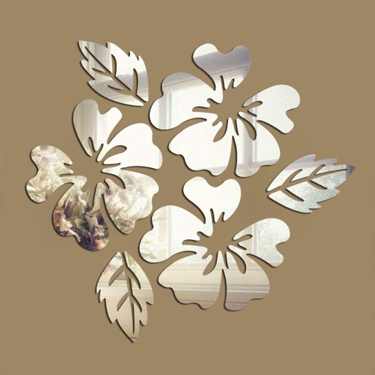 2 Sets Flower Pattern Wall Sticker Home Decor 3D Wall Decal Art DIY Mirror Wall Stickers Living Room Decoration(Black)