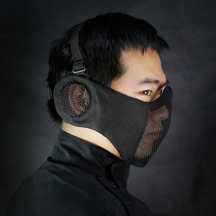 WoSporT Half Face Metal Net Field  Ear Protection Outdoor Cycling Steel Mask(Jungle Camouflage)