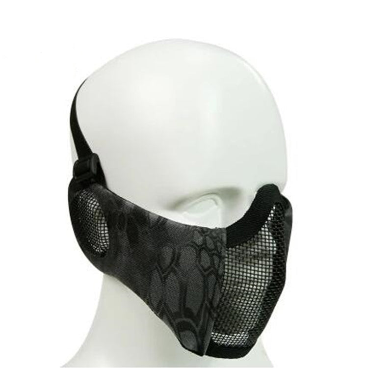 WoSporT Half Face Metal Net Field  Ear Protection Outdoor Cycling Steel Mask(Dark Crepe)