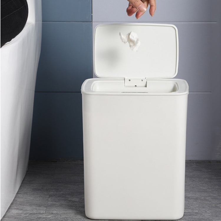Fully-automatic with Lip Covered Household Living Room Kitchen Bathroom Intelligent Induction Trash Can, Style:Charged Type(White)