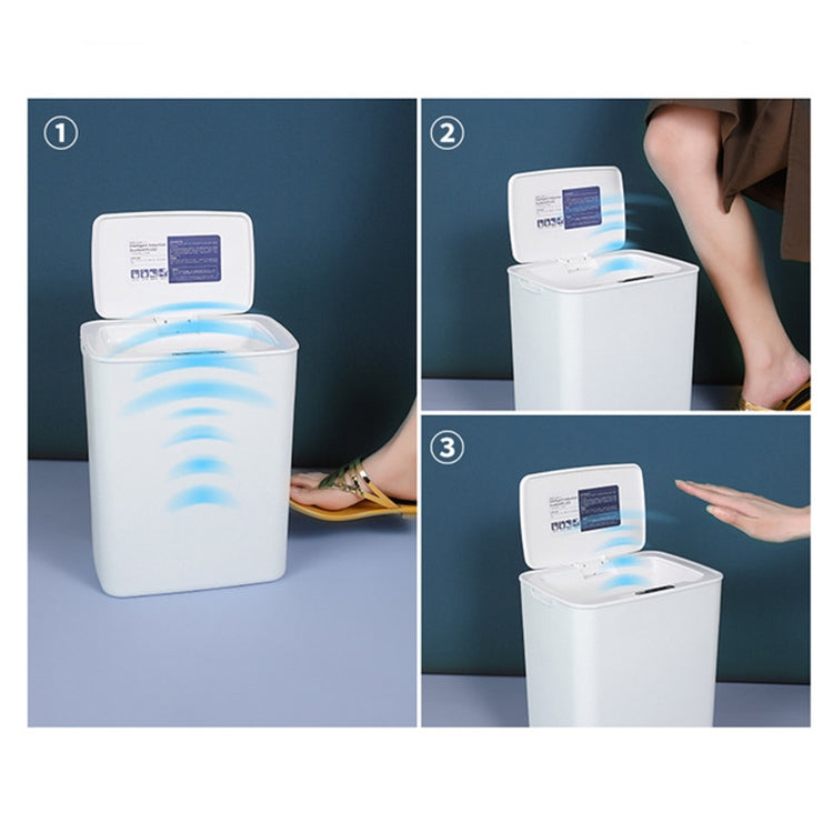 Fully-automatic with Lip Covered Household Living Room Kitchen Bathroom Intelligent Induction Trash Can, Style:Charged Type(White)