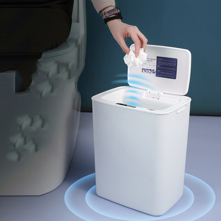 Fully-automatic with Lip Covered Household Living Room Kitchen Bathroom Intelligent Induction Trash Can, Style:Charged Type(White)