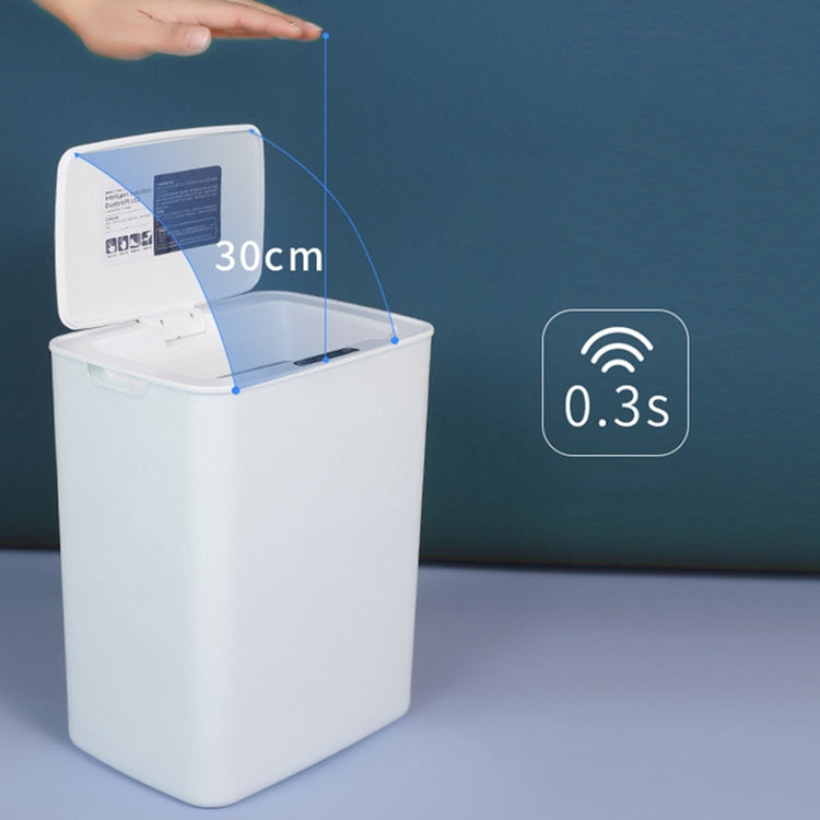 Fully-automatic with Lip Covered Household Living Room Kitchen Bathroom Intelligent Induction Trash Can, Style:Charged Type(White)