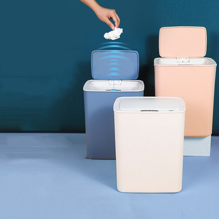 Fully-automatic with Lip Covered Household Living Room Kitchen Bathroom Intelligent Induction Trash Can, Style:Charged Type(White)