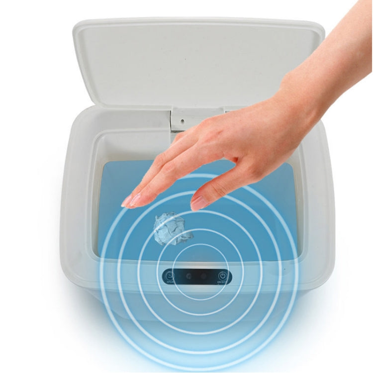 Fully-automatic with Lip Covered Household Living Room Kitchen Bathroom Intelligent Induction Trash Can, Style:Charged Type(White)