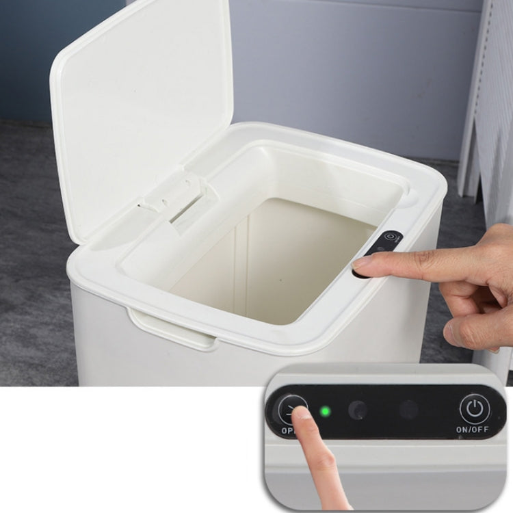 Fully-automatic with Lip Covered Household Living Room Kitchen Bathroom Intelligent Induction Trash Can, Style:Charged Type(White)