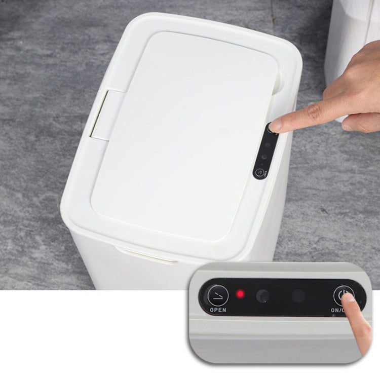 Fully-automatic with Lip Covered Household Living Room Kitchen Bathroom Intelligent Induction Trash Can, Style:Charged Type(White)