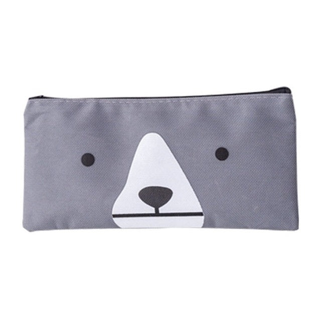 2 PCS Cartoon Dog Simple Big Capacity Pencil Bag Office School Student Supplie Stationery(Dark  Blue)