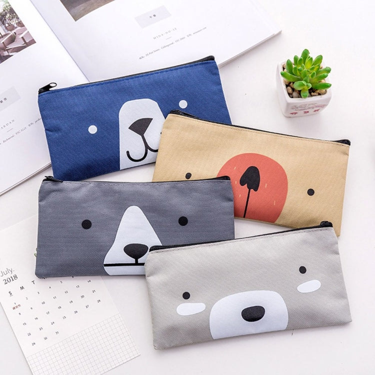 2 PCS Cartoon Dog Simple Big Capacity Pencil Bag Office School Student Supplie Stationery(Dark  Blue)
