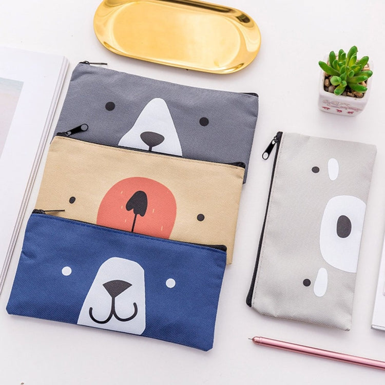 2 PCS Cartoon Dog Simple Big Capacity Pencil Bag Office School Student Supplie Stationery(Dark  Blue)