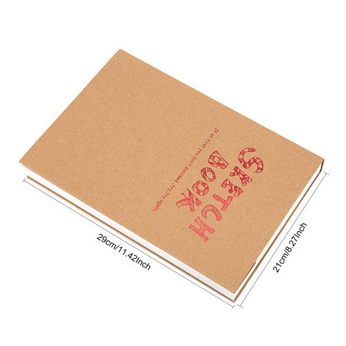 BN5704 Sketchbook Notepad Artist Sketch Drawing Design 120 Sheets Vintage Sketch Book Diary Drawing Notebook, Size:A4