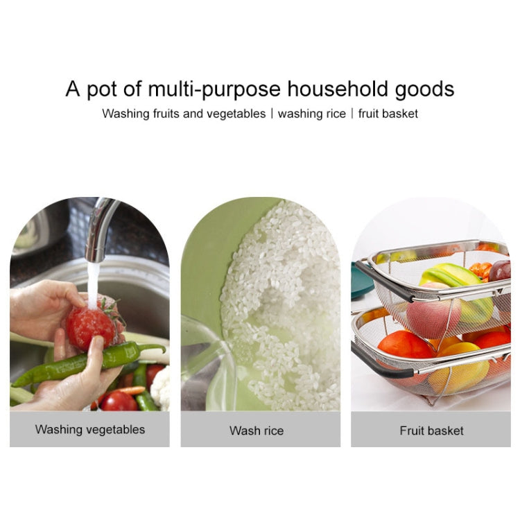 Stainless Steel Foldingf Filter Kitchen Tools Drainage Household Retractable Vegetable Fruit Basket, Size:24x34x11cm