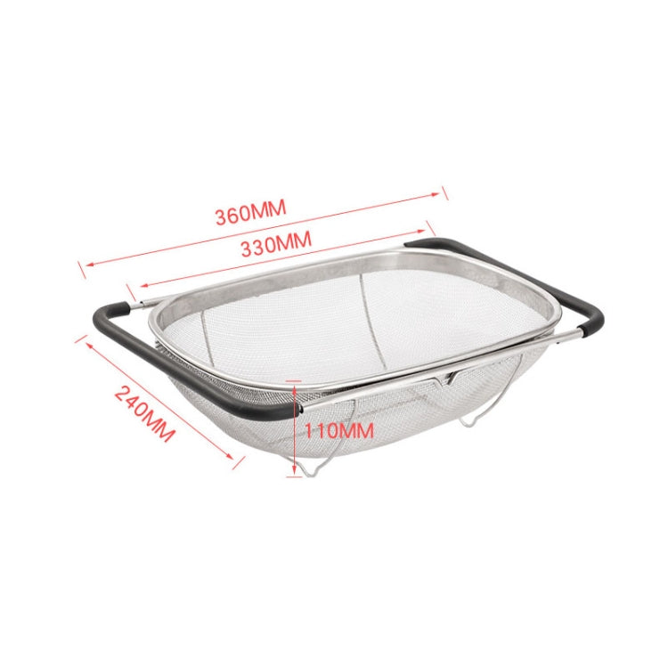 Stainless Steel Foldingf Filter Kitchen Tools Drainage Household Retractable Vegetable Fruit Basket, Size:24x34x11cm