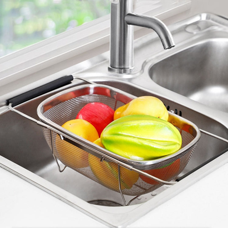Stainless Steel Foldingf Filter Kitchen Tools Drainage Household Retractable Vegetable Fruit Basket, Size:18x27x11cm