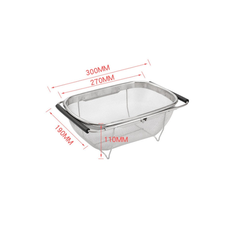 Stainless Steel Foldingf Filter Kitchen Tools Drainage Household Retractable Vegetable Fruit Basket, Size:18x27x11cm