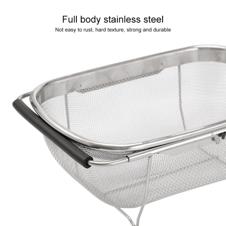 Stainless Steel Foldingf Filter Kitchen Tools Drainage Household Retractable Vegetable Fruit Basket, Size:18x27x11cm